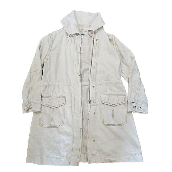 Wrap London Jacket US Size 10 Womens Cream Denim Barn Chore Coat - Picture 1 of 6